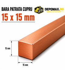 Bara patrata cupru 15 x 15 mm – lungime 3 metri – Cu-ETP